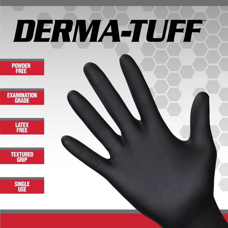SAS Derma-Tuff Powder Free Nitrile Disposable Gloves | 6 Mil - 2XL 100 Ct | Latex Free  Chemical + Puncture Resistant  Fully Textured Grip  Beaded Cuff  for Automotive  Maintenance  Industrial | 66590 - Image 3